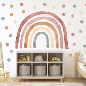 Adesivi murali – Arcobaleno boho con 50 pois