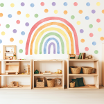 Adesivi murali – Arcobaleno classico colorato con 60 pois