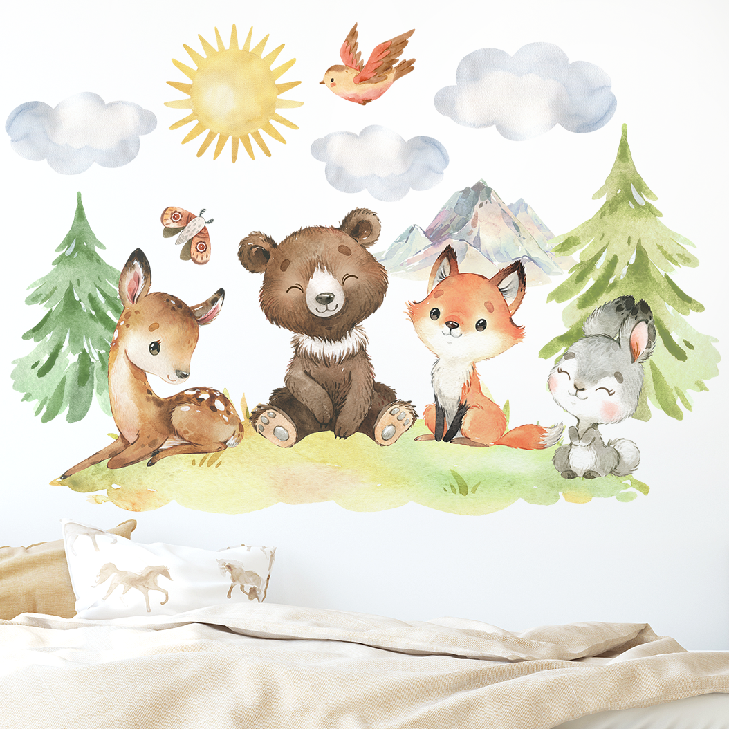 Adesivi murali per bambini – Grandi animali della foresta