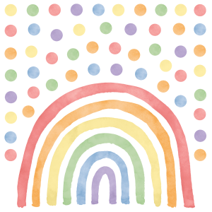 Adesivi murali – Arcobaleno classico colorato con 60 pois