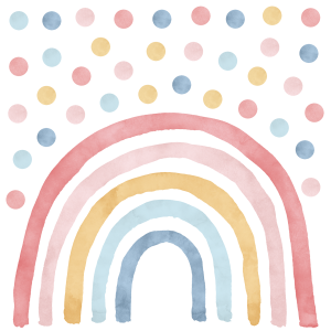 Adesivi murali – Arcobaleno rosa e blu + 50 pois