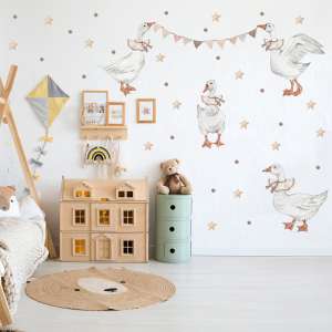 Adesivi murali – Oche boho, stelle e pois