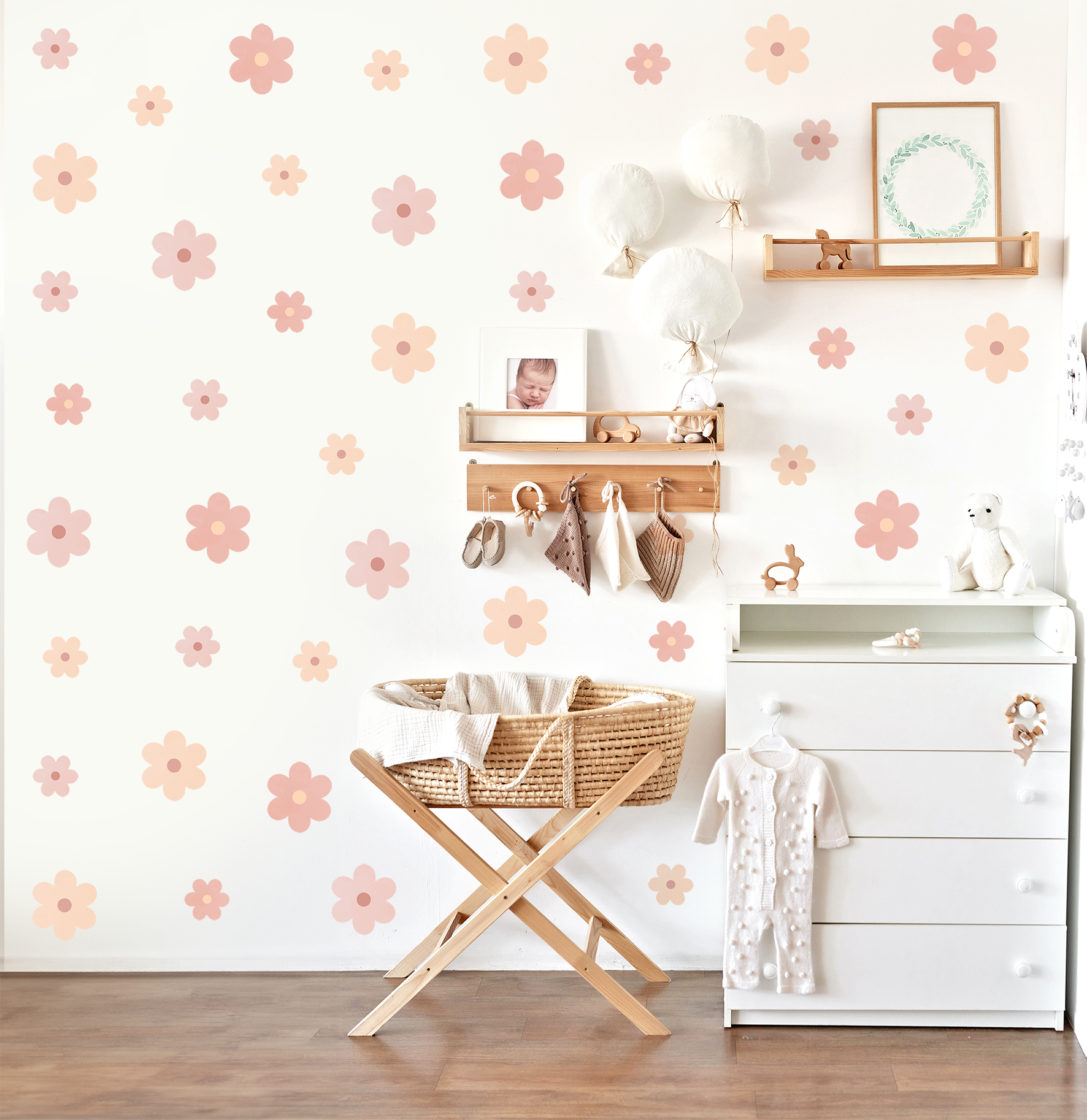 Adesivi murali – Fiori rosa (48 pezzi) - immagine 2
