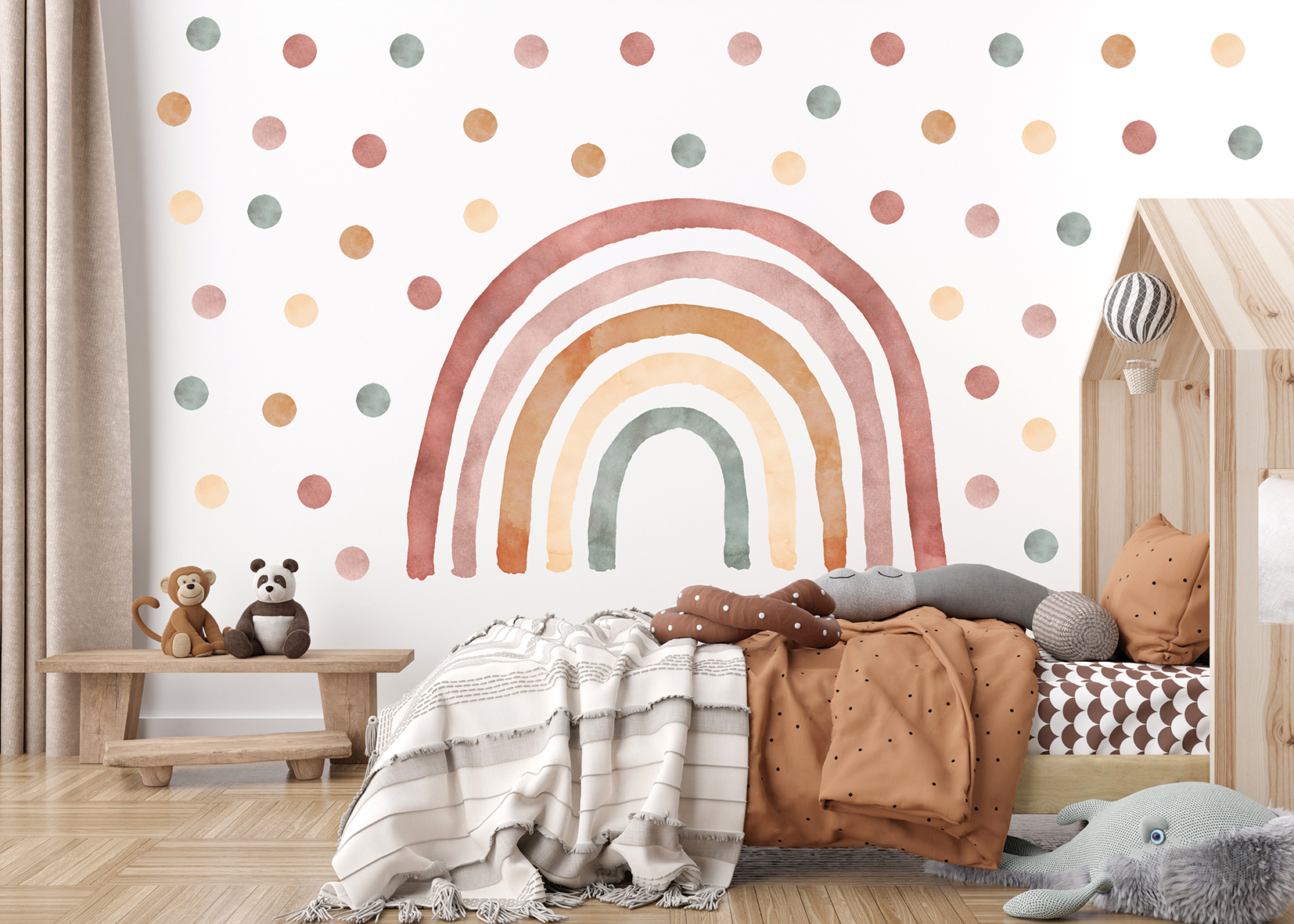 Adesivi murali – Arcobaleno boho con 50 pois - immagine 3