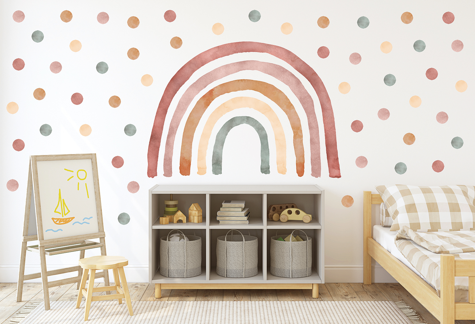 Adesivi murali – Arcobaleno boho con 50 pois - immagine 4