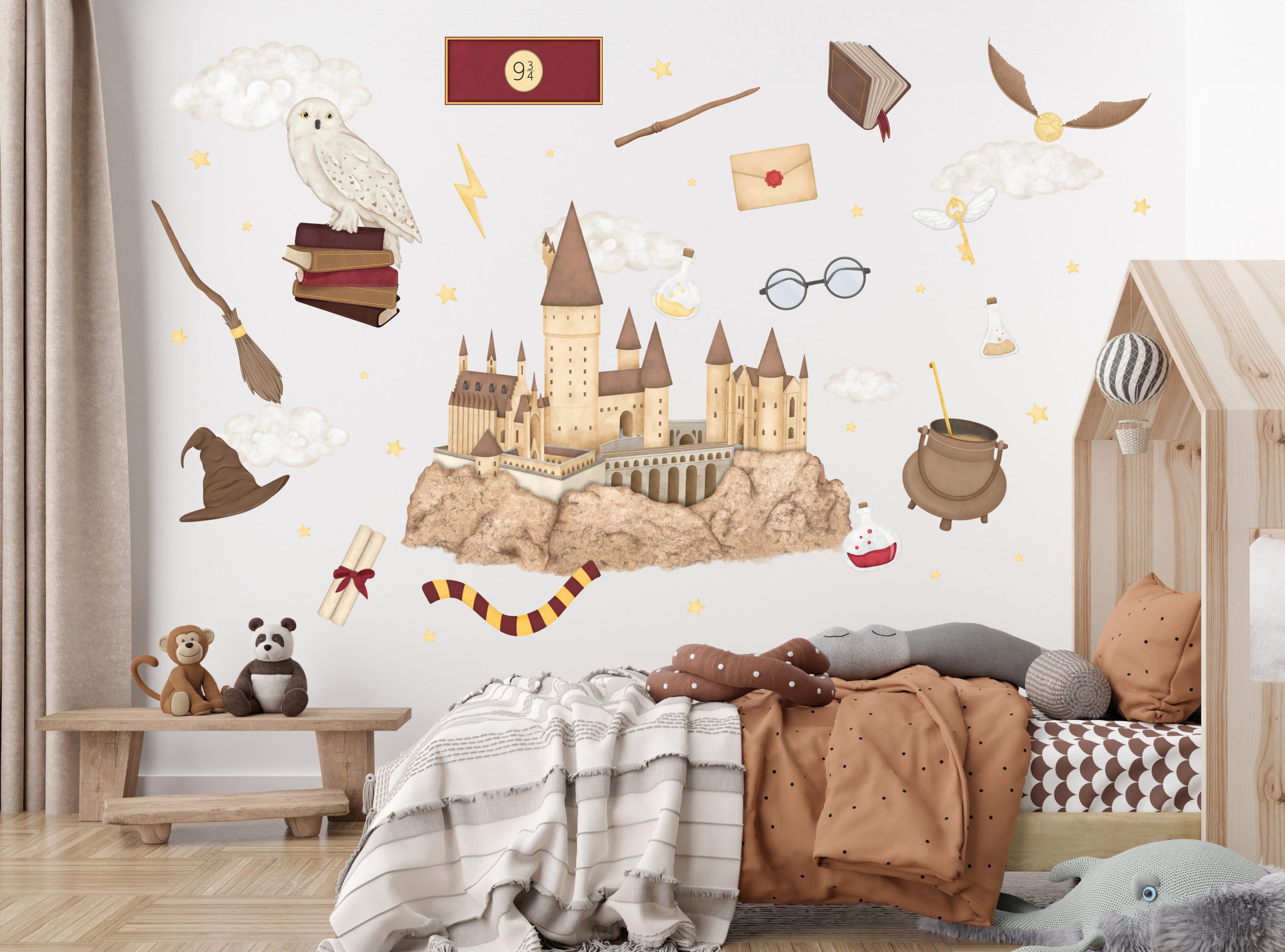 Adesivi murali – Scuola di magia, castello, gufo e accessori incantati - immagine 5