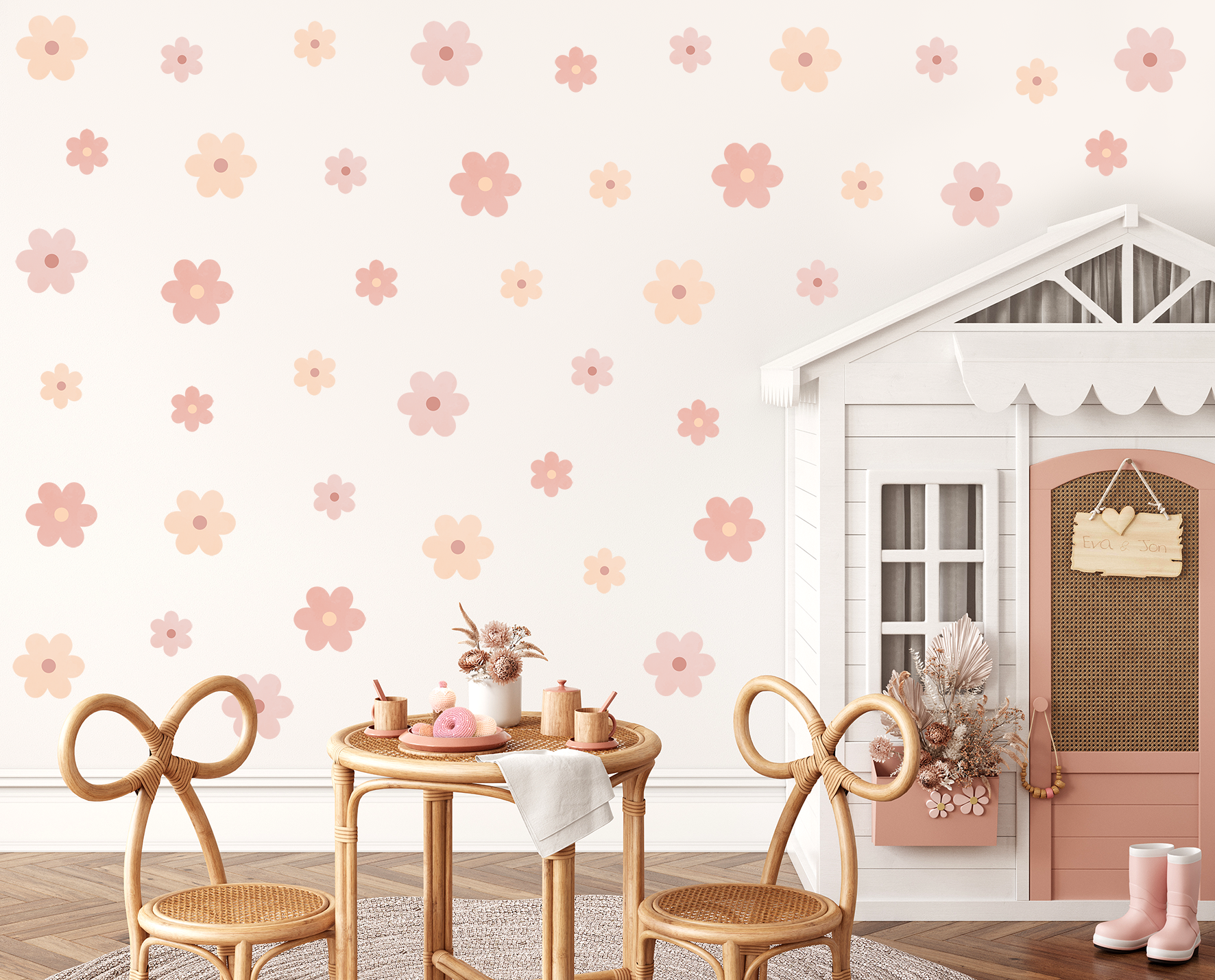 Adesivi murali – Fiori rosa (48 pezzi) - immagine 4