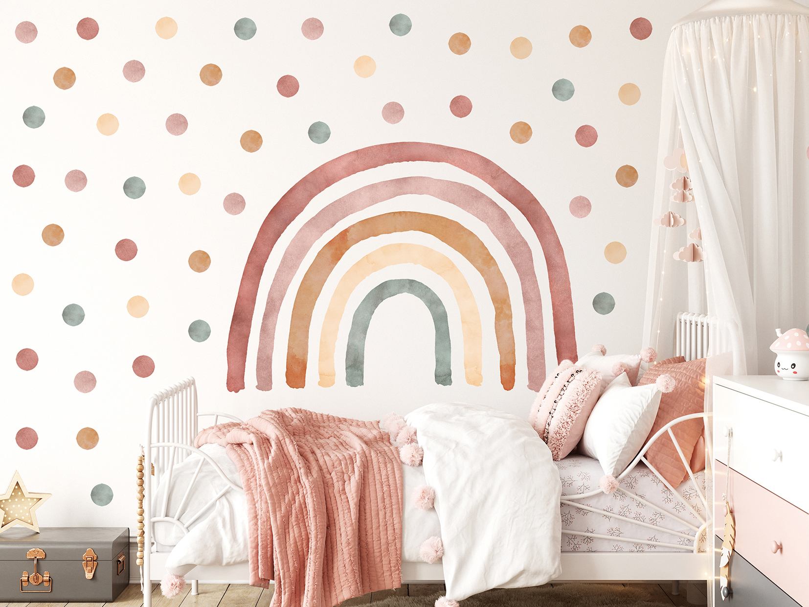 Adesivi murali – Arcobaleno boho con 50 pois - immagine 5