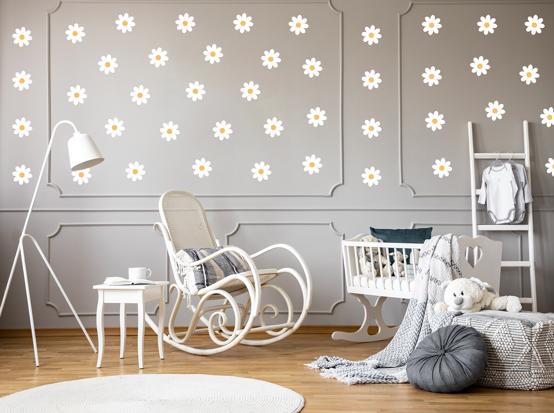 Adesivi murali – Fiori bianchi (50 pezzi) - immagine 4