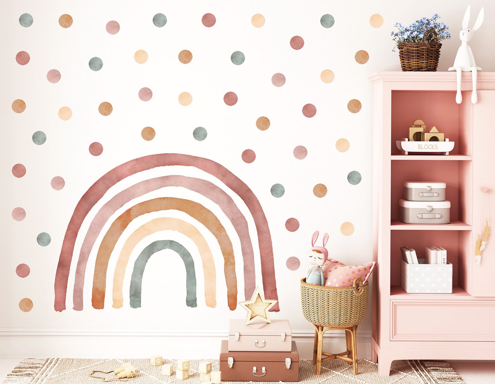 Adesivi murali – Arcobaleno boho con 50 pois - immagine 6