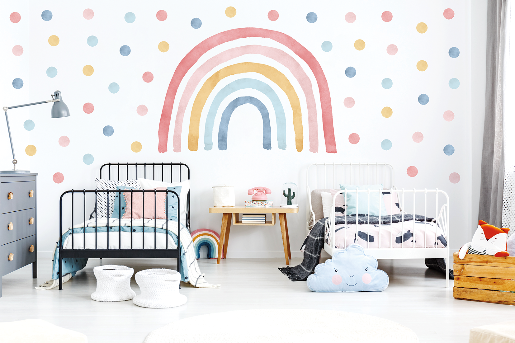 Adesivi murali – Arcobaleno rosa e blu + 50 pois - immagine 6