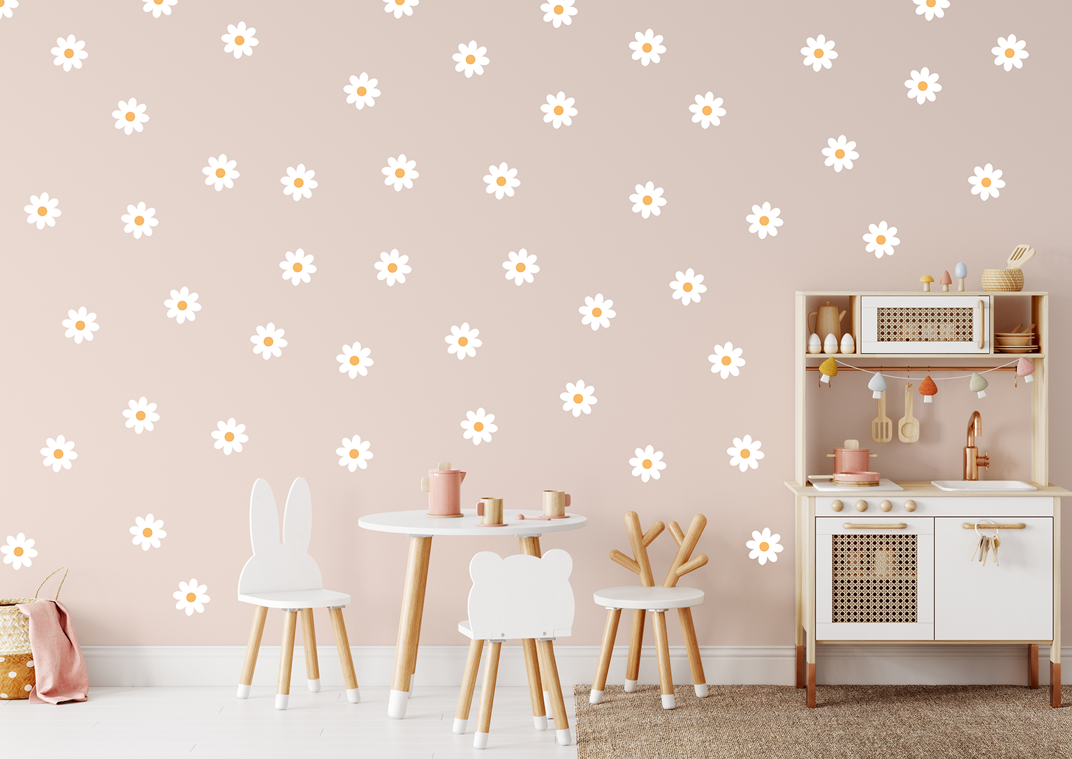 Adesivi murali – Fiori bianchi (50 pezzi) - immagine 5